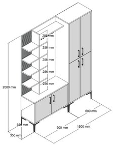 Cuier cu dulap pentru pantofi, rafturi și dulapViyana Walnut and White