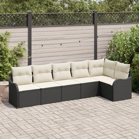 Set canapea de grădină vidaXL 6 piese cu perne Negru Poliratán