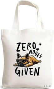 Sacosa de Panza pentru Cumparaturi, Geanta Tote, model Zero Woofs Given 38 x 34.5 cm, Alba, BEKZ®