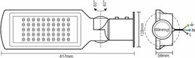 Lampadar LED stradal cu senzor LED/50W/170-400V IP65