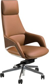 Scaun de birou modern piele sintetica si furnir de nuc Brown