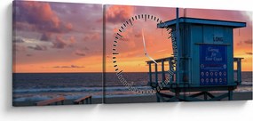 Tablou de pe plaja Santa Monica (cu ceas) (90x30 cm)