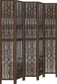 vidaXL Paravan cameră 5 panouri, maro închis, lemn masiv paulownia