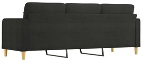 Canapea cu 3 locuri, negru, 210 cm, material textil Negru, 228 x 77 x 80 cm