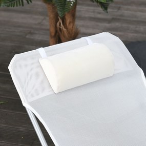 Outsunny Șezlong Pliabil cu Spătar Reglabil pe 5 Nivele și Pernă, Șezlong de Grădină cu Material Texteline, pentru Plajă, Piscină, Grădină, 182x56x28 cm, Crem | Aosom Romania