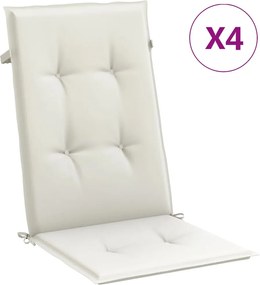 vidaXL Perne scaun spătar înalt, 4 buc. melanj crem 120x50x4 cm textil