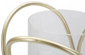 Decoratiune cu suport pentru lumanare aurie din metal, ∅ 16 cm, Glox Gold Mauro Ferretti