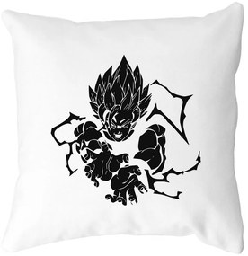 Perna Decorativa cu Dragonball Goku Black, 40x40 cm, Alba, Mata, Husa Detasabila, Burduf