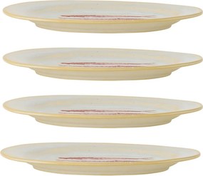 Set 4 farfurii ceramice roșii cu pești sculptați în relief, D27×H2 cm, „Hadden"