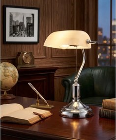 Lampă de masă BRILAGI BANK OFFICE 1xE27/60W/230V crom lucios/alb