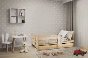 Pat pentru copii MOON 80 x 160 cm, pin Saltea: saltea EASYSOFT 8 cm, Somiera: cu somiera din lamele