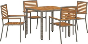 vidaXL Set de masă pentru grădină 5 pcs Gri și Brown poliratan