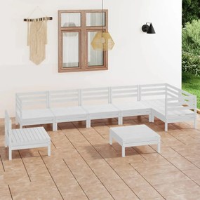 3082743 vidaXL Set mobilier de grădină, 8 piese, alb, lemn masiv de pin