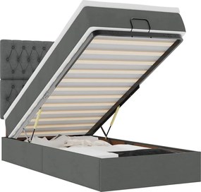 vidaXL Cadru de pat otoman cu saltele Gri închis 80x200cm țesătură