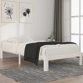 810356 vidaXL Cadru de pat, alb, 100x200 cm, lemn masiv de pin
