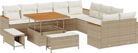 vidaXL Set de canapele pentru grădină 13 pcs Bej poliratan