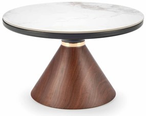Masă de cafea Gayle (Marmură albă + Nuc + Auriu). 1049498
