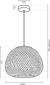 Pendul PETRA pe cablu, 1xE27/15W/230V, Ø 35 cm, bambus