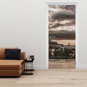 Fototapet pentru ușă - Praga înnorată (95x205cm)