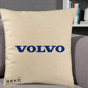 Perna Personalizata cu emblema Volvo, 40x40 cm, Bej, Husa Detasabila, Perna Inclusa, BEKZ®