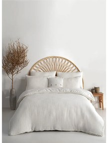 Lenjerie de pat albă din bumbac ranforcé pentru pat de o persoană 140x200 cm Waffle Striped – Mila Home Luxury