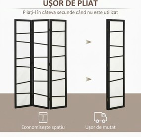 HOMCOM  Separator de camera cu 3 panouri, ecrane de confidentialitate pliabile portabile din lemn de interior | Aosom Romania