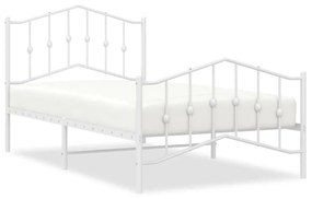 373850 vidaXL Cadru de pat metalic cu tăblie de cap/picioare  alb, 100x190 cm