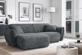 Colțar gri închis cu tapițerie din chenille (cu colț pe partea stângă/cu șezlong) Nelia – Ropez