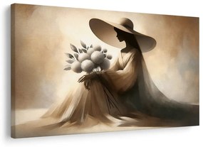 Tablou siluetă de femeie cu flori
