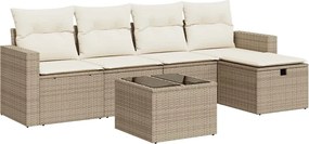 vidaXL Set canapele de grădină cu perne, 6 piese, bej, poliratan