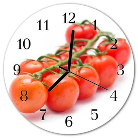 Ceas de perete din sticla rotund Tomate Alimente și băuturi Red