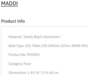 Stalp de exterior pentru terasa sau gradina, MADDI H-60cm