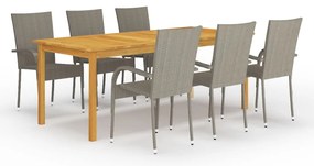 vidaXL Set mobilier pentru grădină, 7 piese, gri