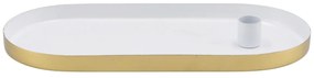 Sfesnic oval din metal MARAKESH 30cm, alb