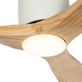 Ventilator de plafon alb cu lemn incluzând LED cu telecomandă - Jerri