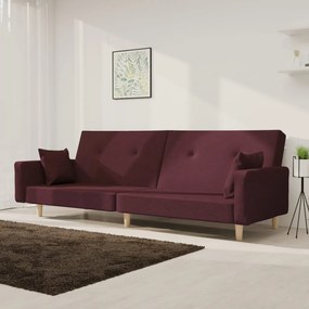 337331 vidaXL Canapea extensibilă cu 2 locuri, 2 perne, violet, textil