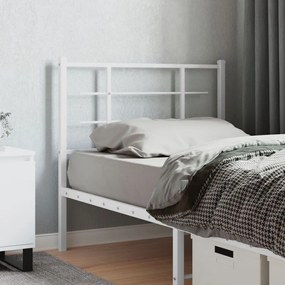 355639 vidaXL Tăblie de pat metalică, alb, 100 cm