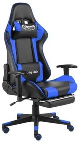 Scaun ergonomic gaming,suport pentru picioare,Negru Albastru