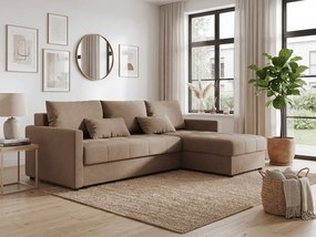 Coltar extensibil VENORIA, bej, colt reversibil, 220x143 cm + 2 perne GRATUIT