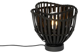 Lampă de masă orientală din bambus negru - Pua