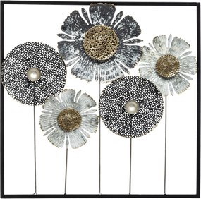 Decor de perete metalic FLORE, 50 x 50 cm