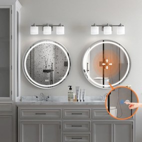 Oglinda LED 60 cm MMJ argintiu periat