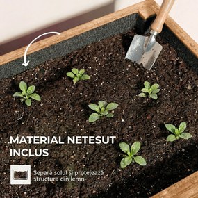 Outsunny Jardinieră Verticală înălțată pe 4 Niveluri, din Lemn pentru Exterior, cu Orificii de Drenaj și Căptușeală Textilă, pentru Plante Aromatice, Flori și Legume, 85x45x140 cm, Maro | Aosom Romania