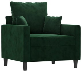 348857 vidaXL Fotoliu canapea, verde închis, 60 cm, catifea