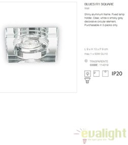 Set de 3 spoturi incastrabile BLUES FI1 SQUARE TRASPARENTE 114019