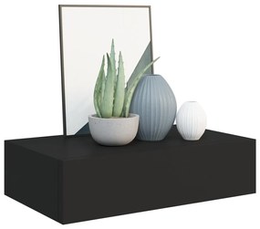 Dulap de perete cu sertare, 2 buc., negru, 40x23,5x10 cm, mdf