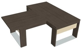 Masă Verno+ S 200 x 220 cm, cu extensie, stejar antracit / vanilie