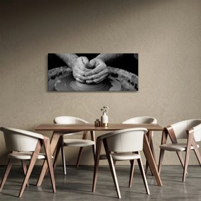 Tablou alb negru - producția de ceramică (120x50 cm)