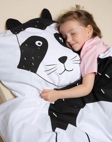 Lenjerie de pat din bumbac pentru patut RACCOON negru-alb Dimensiune lenjerie de pat: 40 x 60 cm | 100 x 135 cm