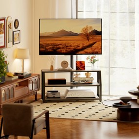 HOMCOM Comodă TV cu suport pentru televizoare până la 182,9 cm, comodă TV cu 2 rafturi deschise, 110x43x150cm, gri | Aosom Romania